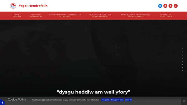 Screenshot of the Friends Of Ysgol Hendrefelin website