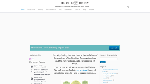 Screenshot of the The Brockley Society website