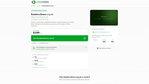 Screenshot of the Rainbow House Group website