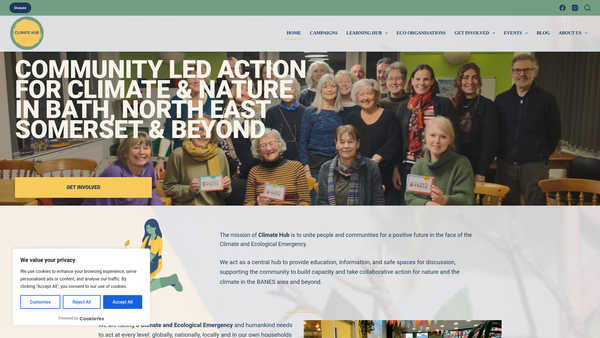 Screenshot of the Climate Hub website