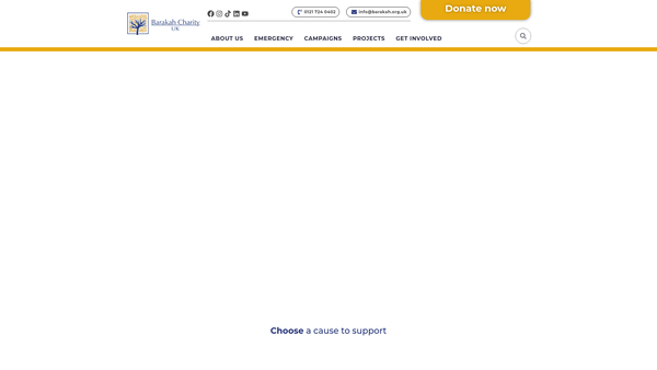 Screenshot of the Barakah Charity UK website