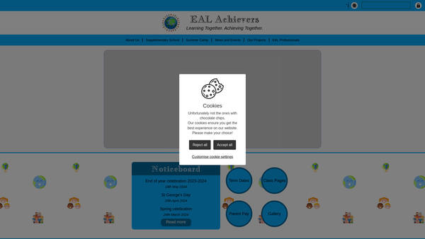 Screenshot of the Achievers School Limited website