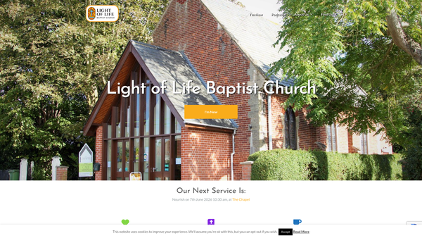 Screenshot of the Light Of Life Baptist Church website