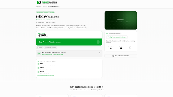 Screenshot of the Pride In Weston website
