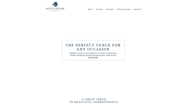 Screenshot of the Nettleton Village Hall website