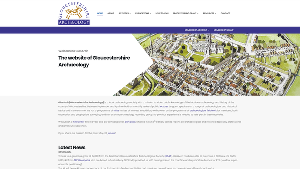 Screenshot of the Gloucestershire Archaeology website