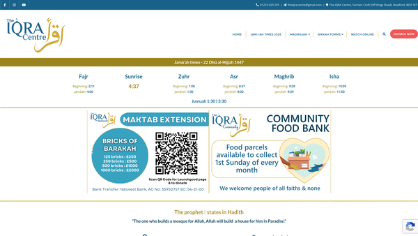 Screenshot of the The Iqra Centre website