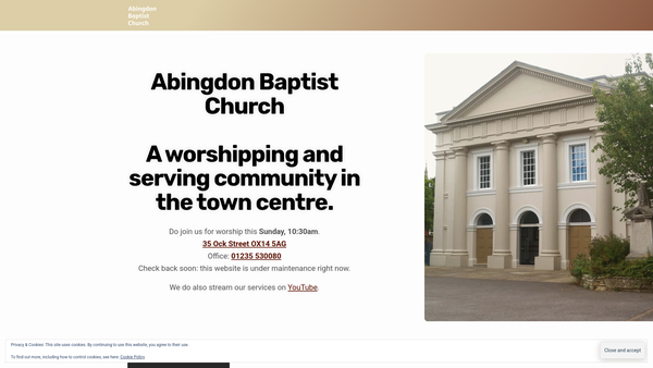 Screenshot of the Abingdon Baptist Church website