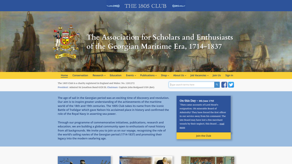 Screenshot of the The 1805 Club website