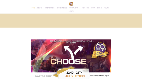 Screenshot of the Bethel United Church Of Jesus Christ (Apostolic) 2 Gibson Road website