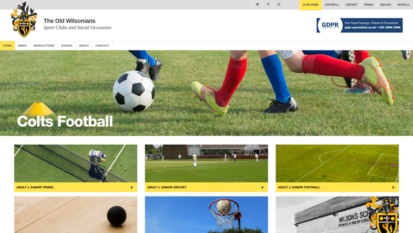 Screenshot of the The Old Wilsonians' Association website