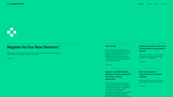 Screenshot of the Cooperative Ai Foundation website