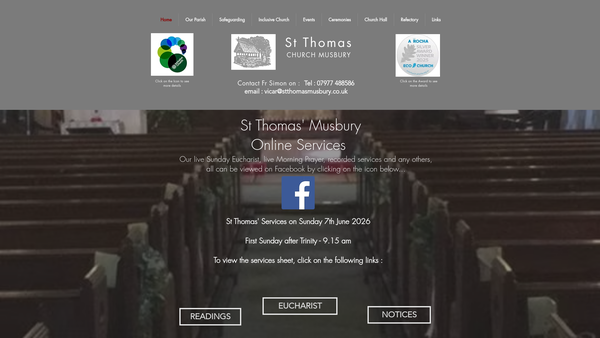 Screenshot of the The Parochial Church Council Of The Ecclesiastical Parish Of St Thomas Musbury, Helmshore website