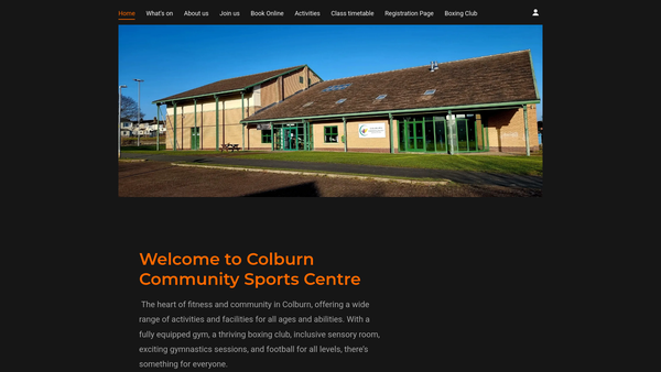 Screenshot of the Colburn Community Sports Centre website