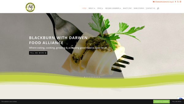 Screenshot of the Blackburn With Darwen Food Alliance CIO website
