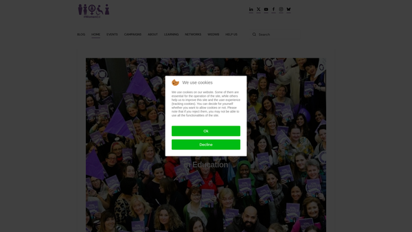 Screenshot of the Womened website