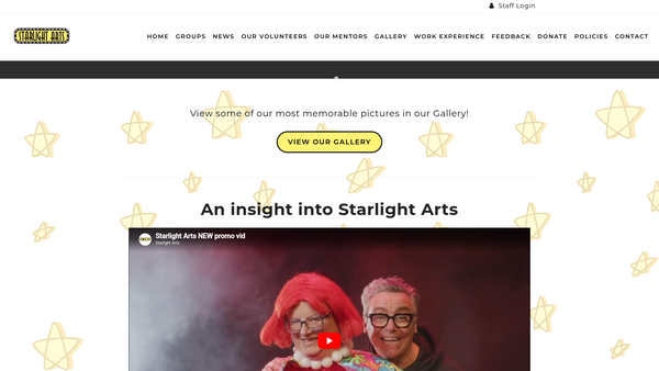 Screenshot of the Starlight Arts website