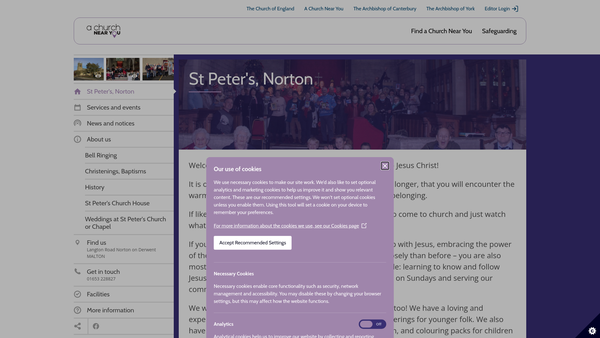Screenshot of the The Parochial Church Council Of The Ecclesiastical Parish Of St Peter, Norton Juxta Malton website