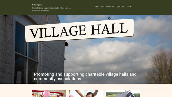 Screenshot of the Halls Together In Monmouthshire And Newport website