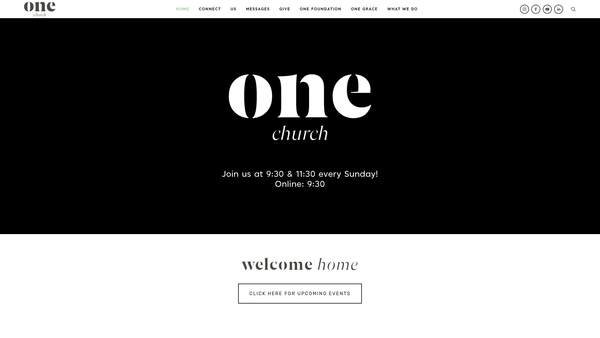 Screenshot of the One Home Church website