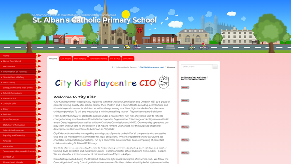 Screenshot of the City Kids Playcentre CIO website