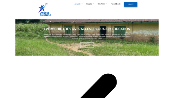 Screenshot of the Access To Shine website