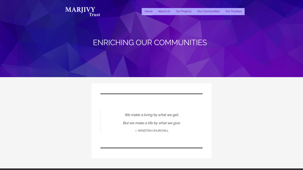 Screenshot of the The Marjivy Trust website