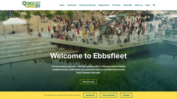 Screenshot of the Ebbsfleet Garden City Trust website