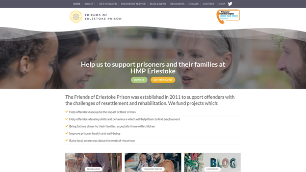 Screenshot of the Friends Of Erlestoke Prison website