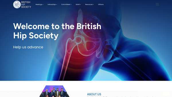 Screenshot of the British Hip Society website