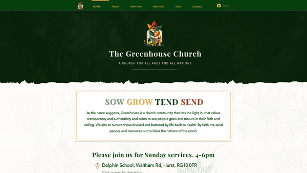 Screenshot of the The Greenhouse Church website