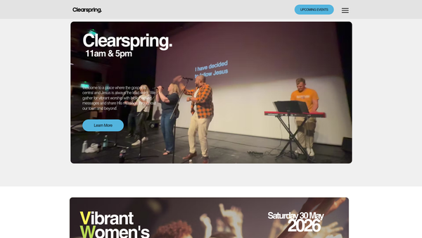 Screenshot of the Clearspring Church website