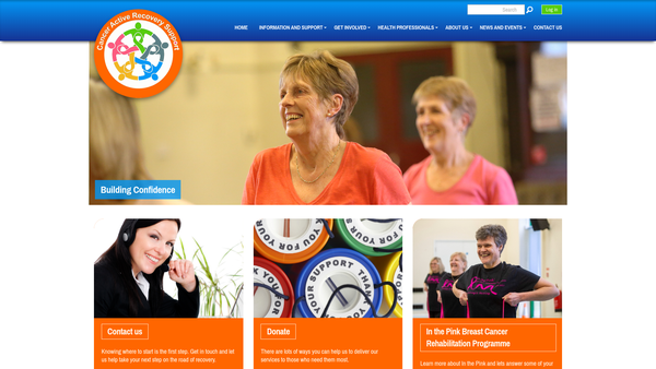 Screenshot of the Cancer Active Recovery Support website