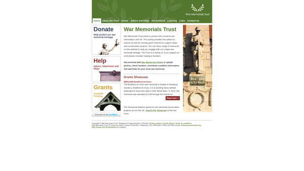 Screenshot of the War Memorials Trust website