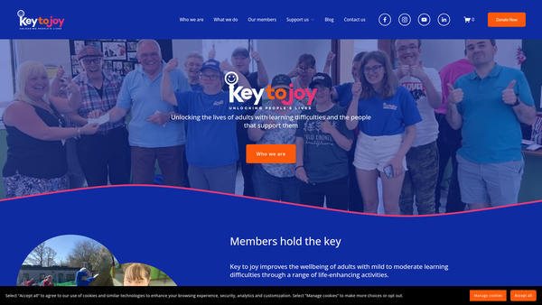 Screenshot of the Key To Joy website