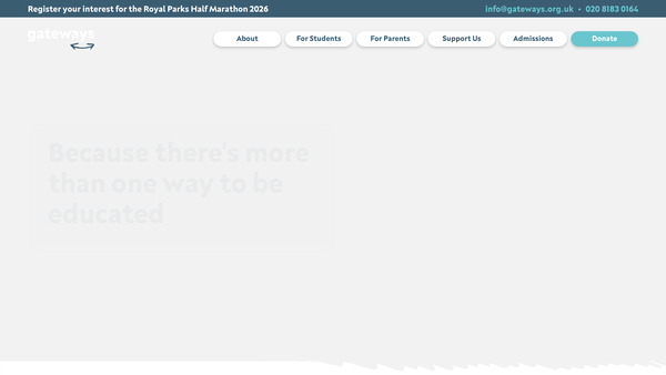 Screenshot of the Gateways website