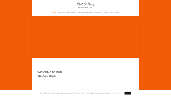 Screenshot of the Clyst St Mary Village Hall CIO website