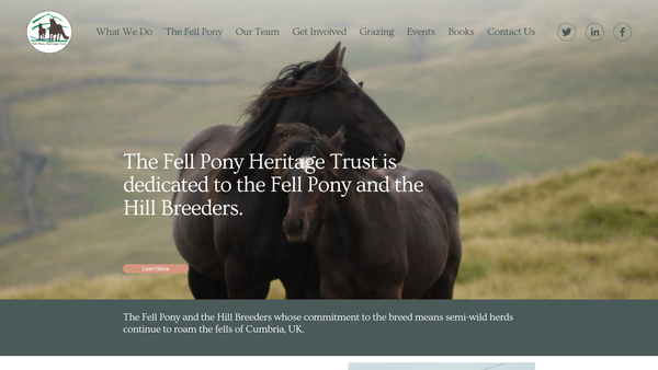 Screenshot of the Fell Pony Heritage Trust website