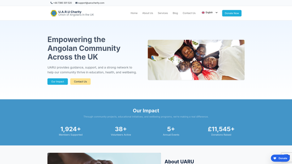 Screenshot of the Union Of Angolans In The United Kingdom website