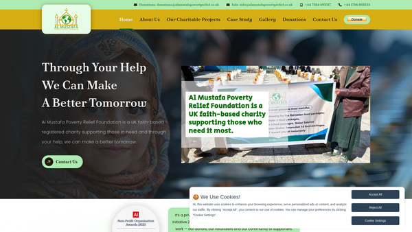 Screenshot of the Al Mustafa Poverty Relief Foundation website