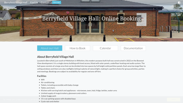 Screenshot of the Berryfield Village Hall Trust website