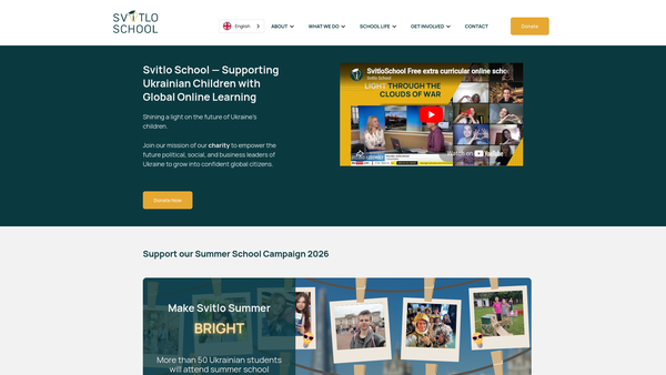Screenshot of the Svitlo Education Limited website