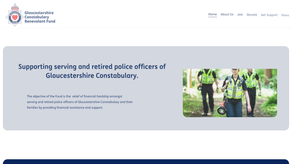 Screenshot of the Gloucestershire Constabulary Benevolent Fund website