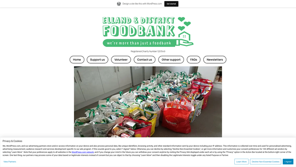 Screenshot of the Elland And District Foodbank website