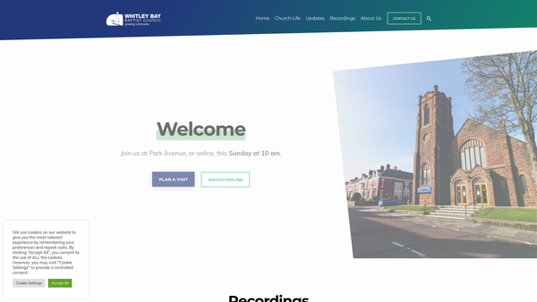 Screenshot of the Whitley Bay Baptist Church website