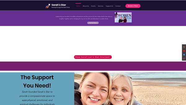 Screenshot of the Sarah's Star website