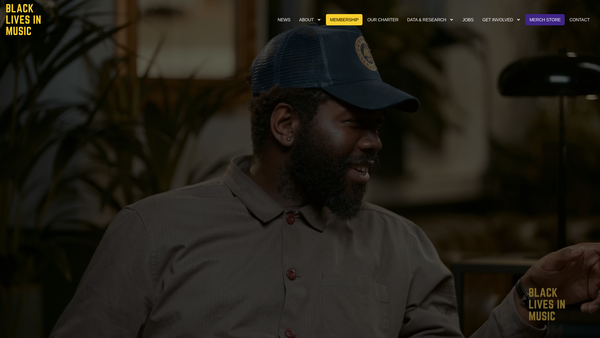 Screenshot of the Black Lives In Music website
