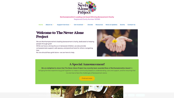 Screenshot of the The Never Alone Project website