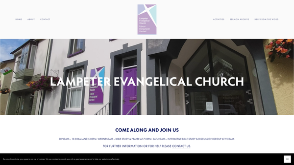 Screenshot of the Lampeter Evangelical Church website