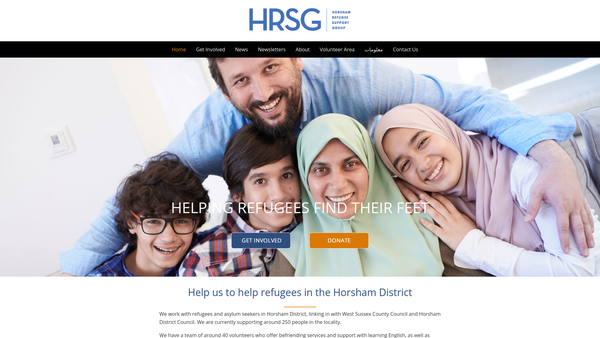 Screenshot of the Horsham Refugee Support Group website